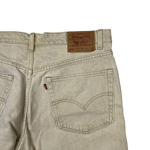 Levi’s Vintage 90s 550 Relaxed Fit Jeans FLAW USA Light Tan Mens 38x32 - Picture 5 of 7